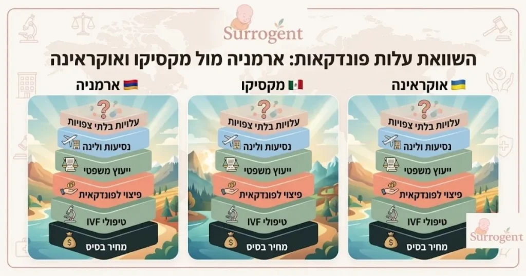 השוואת עלות פונדקאות: ארמניה מול מקסיקו ואוקראינה