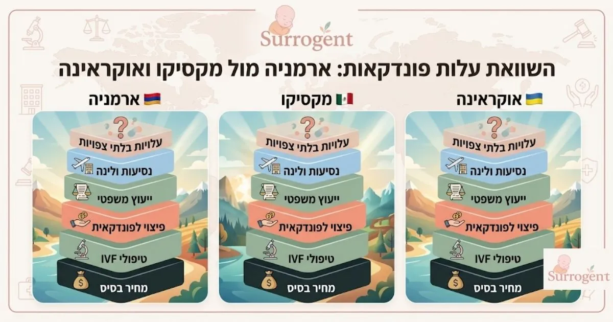 השוואת עלות פונדקאות: ארמניה מול מקסיקו ואוקראינה